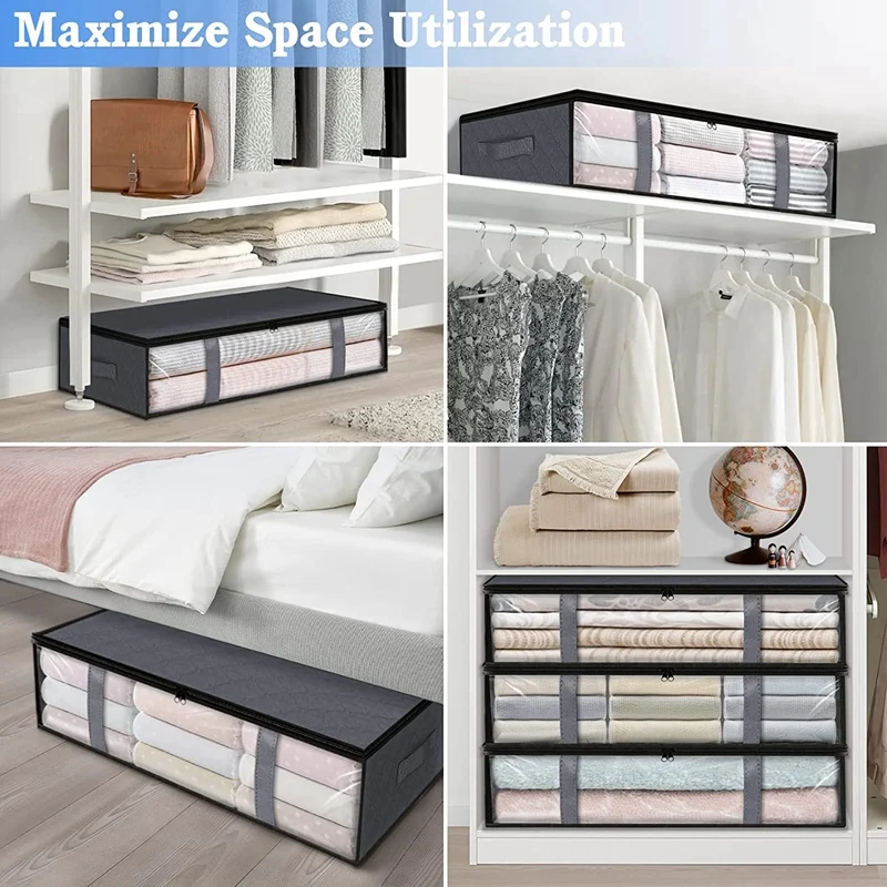 3 Pack Storage Bins Clothes Storage,Foldable Blanket Storage Bags, Under Bed Storage Containers For Organizing,Clothing