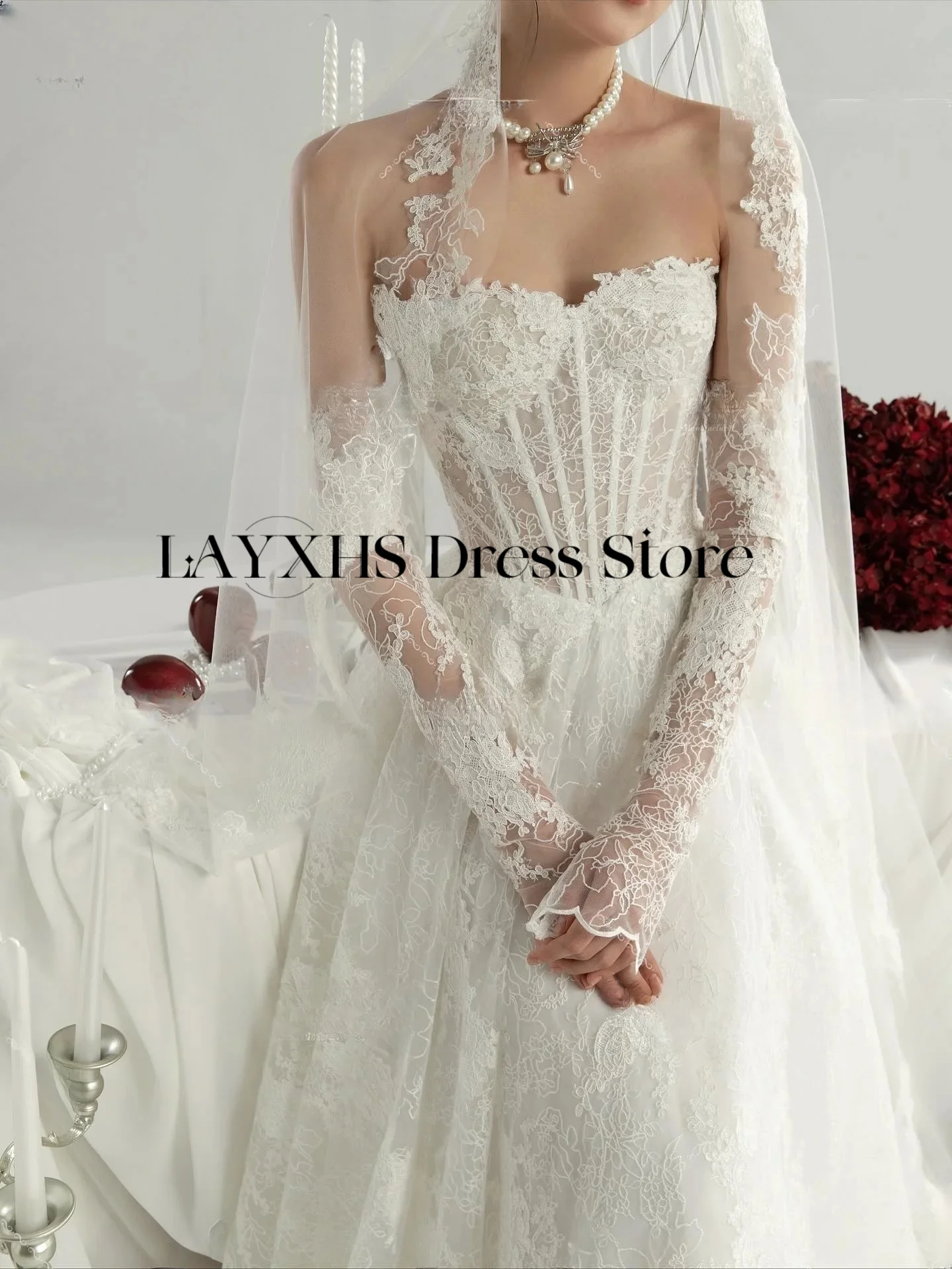 Robe de mariée blanche en dentelle chérie exquise, ligne A, séance Photo, longueur au sol, robe de mariée élégante, personnalisée