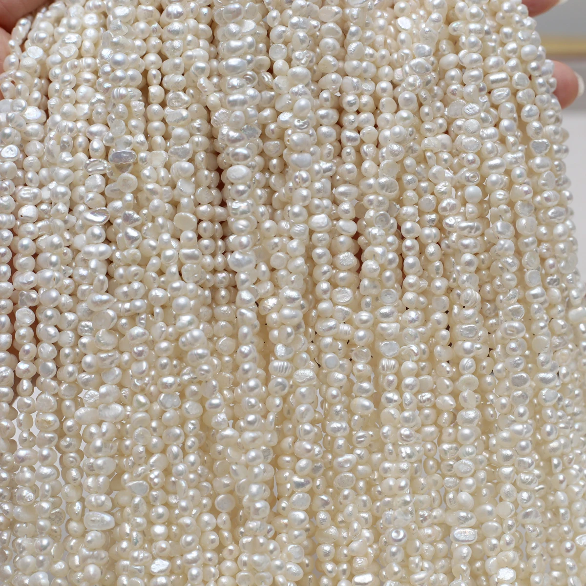 

4-5mm A Small Double-Sided Natural Freshwater White Pearl Bead Jewelry Gift Make DIY Necklace Bracelet Accessories Wedding Gift