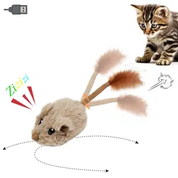 Interactive Cat Toys Electric Intelligent Moving Mouse Automatic Tail Shaking Squeak Mouse USB Charging Plush Cats Teasing Toy