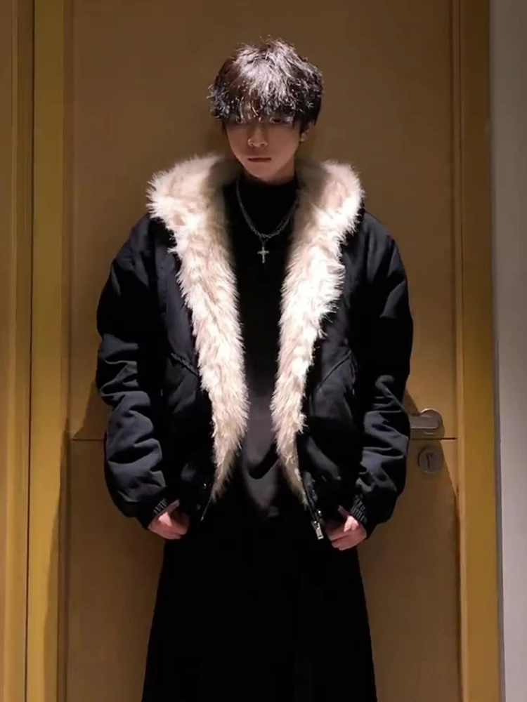 

Faionable American Retro Jaet Men's Fce Lined Cotton Coat Sli Quilted Outerwear Autumn Winter New Arrival