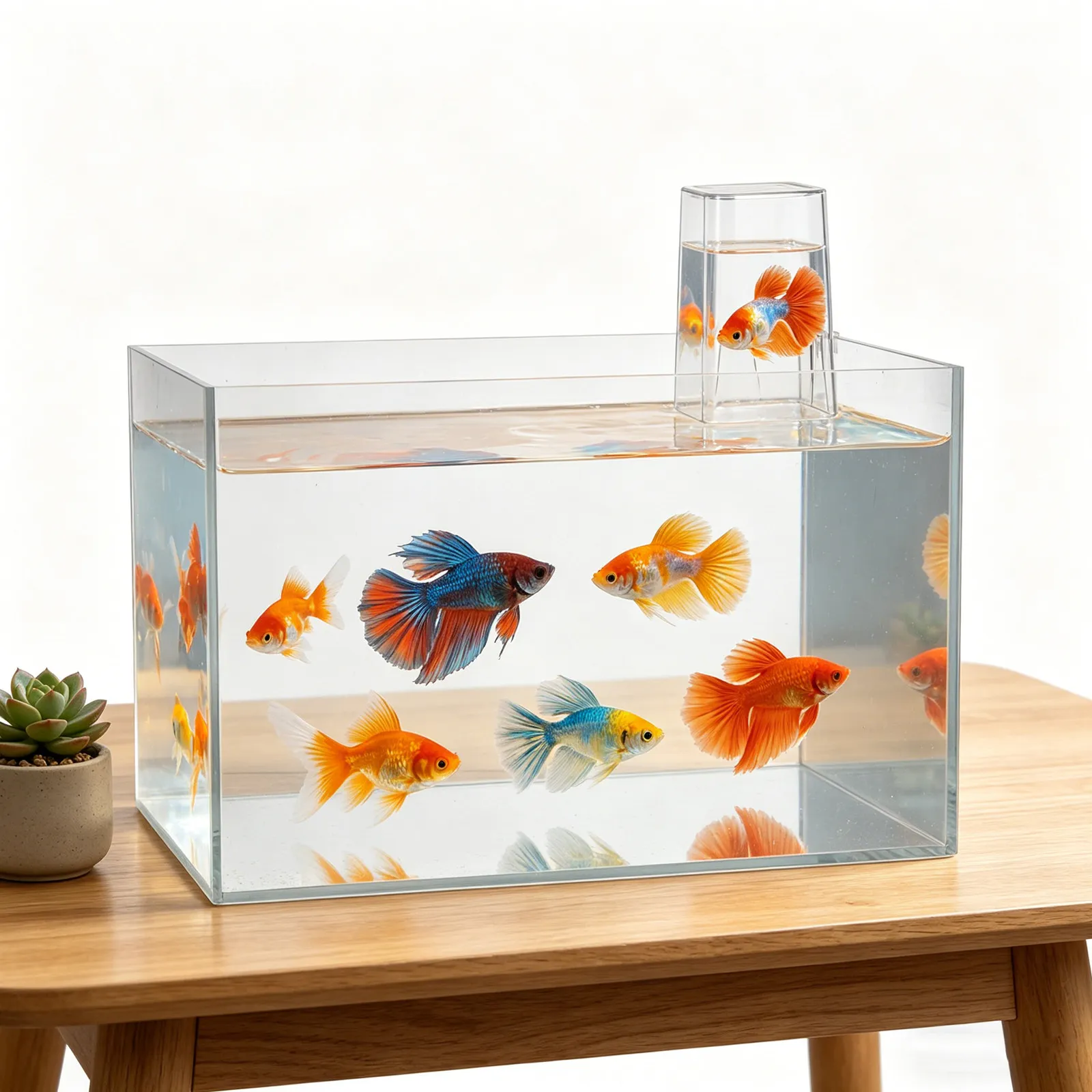 Plastic Negative Pressure Aquarium Wall Hanging External Suspended Fish Tank Auto Water Refill Silent No Electricity Transparent