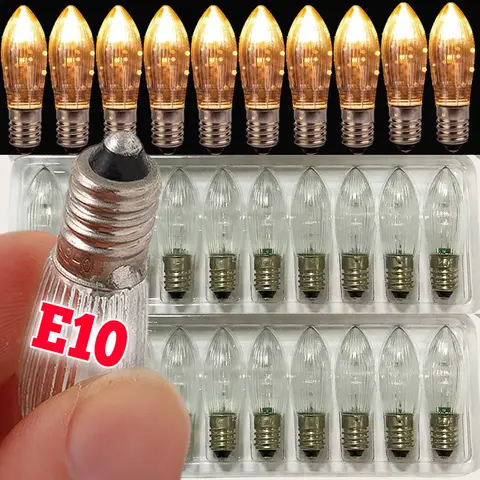 Warm-White E10 LED Candle Light Replacement Lamp Bulbs for Light Chains 10V-55V AC for Bathroom Kitchen Home Decor Indoor Lamp