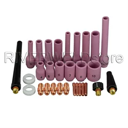 TIG KIT Back Cap Collet Body  Alumina Nozzles Consumables Accessories Fit TIG Welding Torch SR WP 9 20 25, 29PK