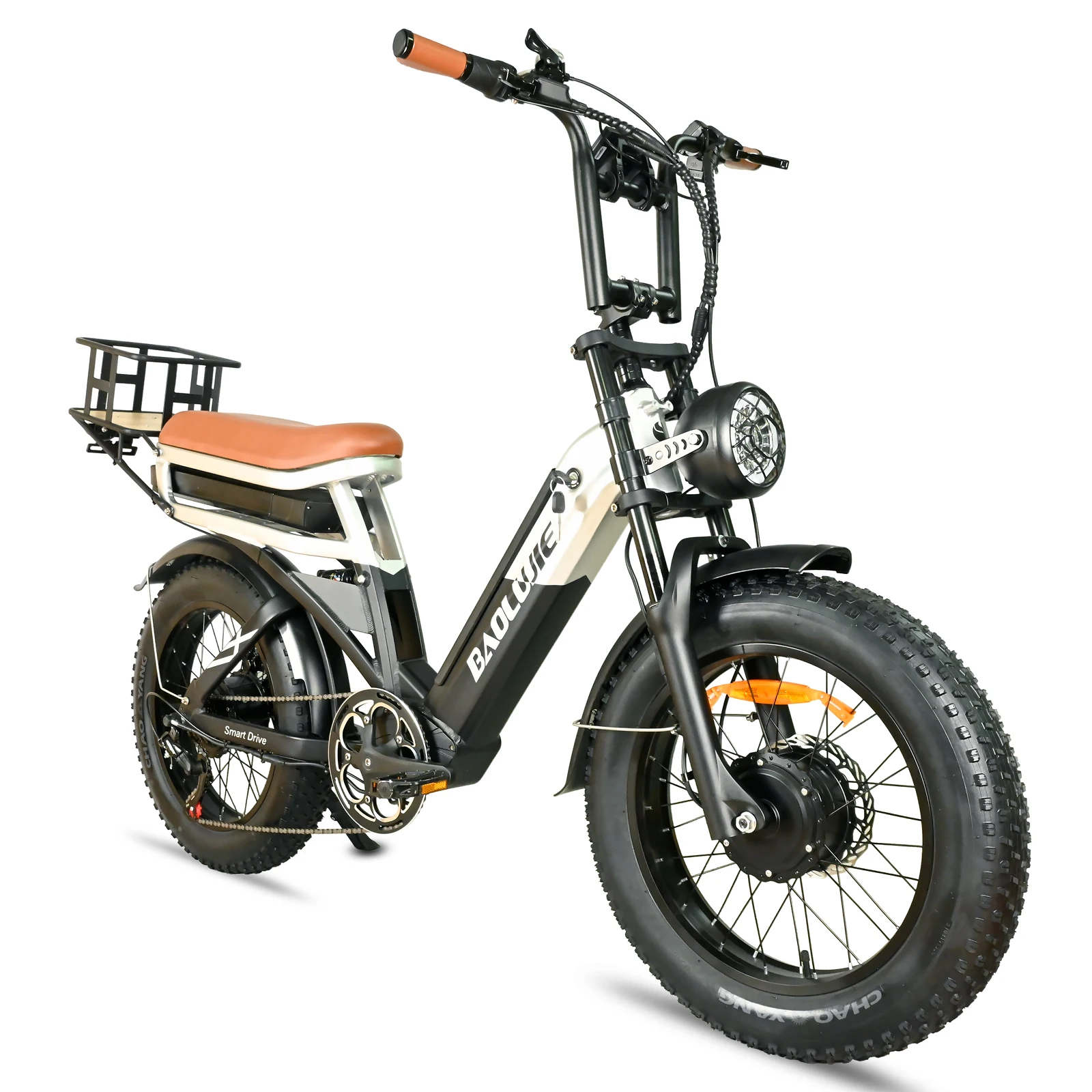 Electric Bike BAOLUJIE DP-2033 for Adults 2000W Dual Motor 31MPH Max Speed 48V 15AH+15AH Dual Battery 20"x4.0" Fat Tire E-Bike with  7-Speed Dual Disc Brakes Front Suspension LCD Display USB Charging for Off-Road Commuting Snow Sand Mountain