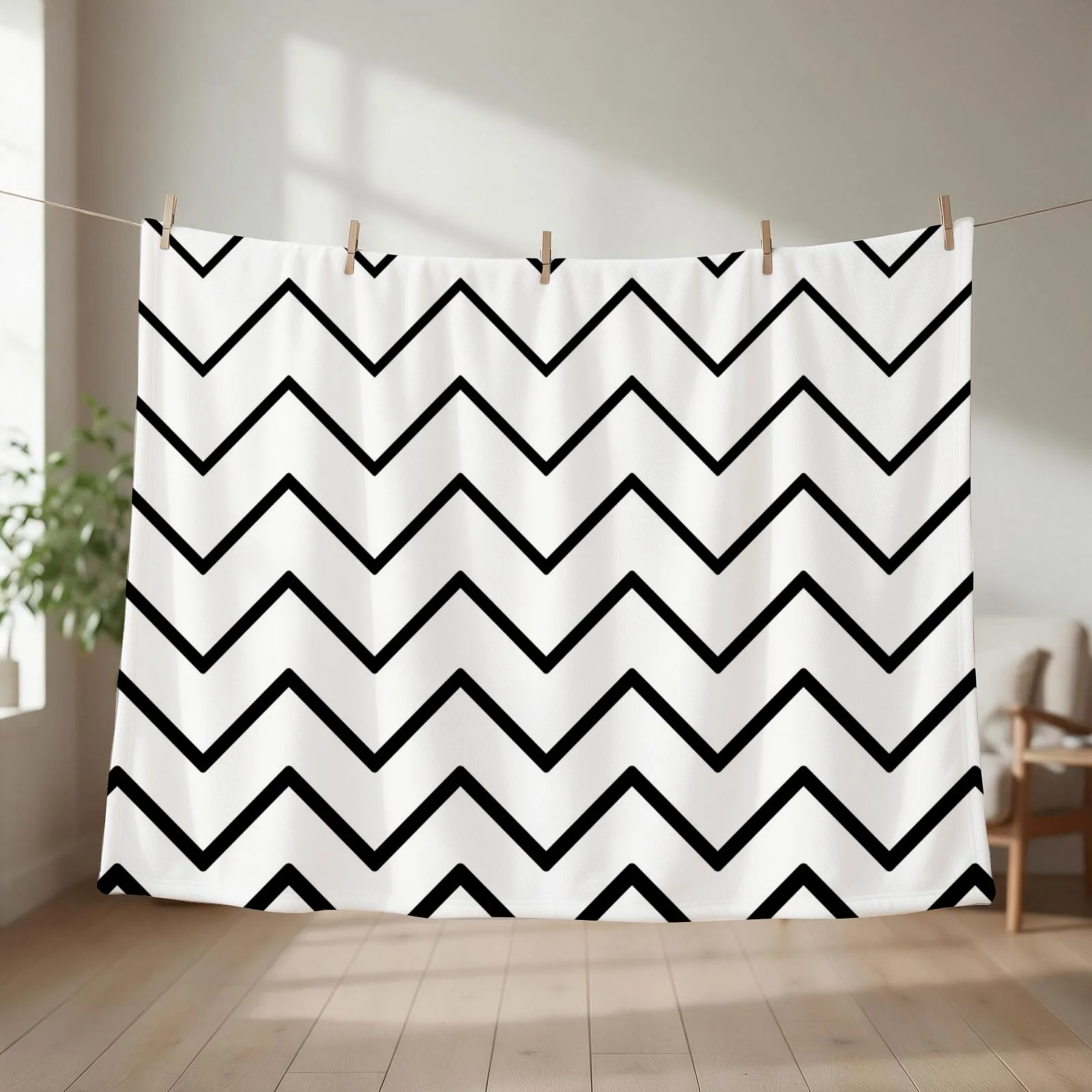 Zigzag Chevron Pattern (black/white) Throw Blanket Sofas for sofa Flannels Blankets For Baby Blankets