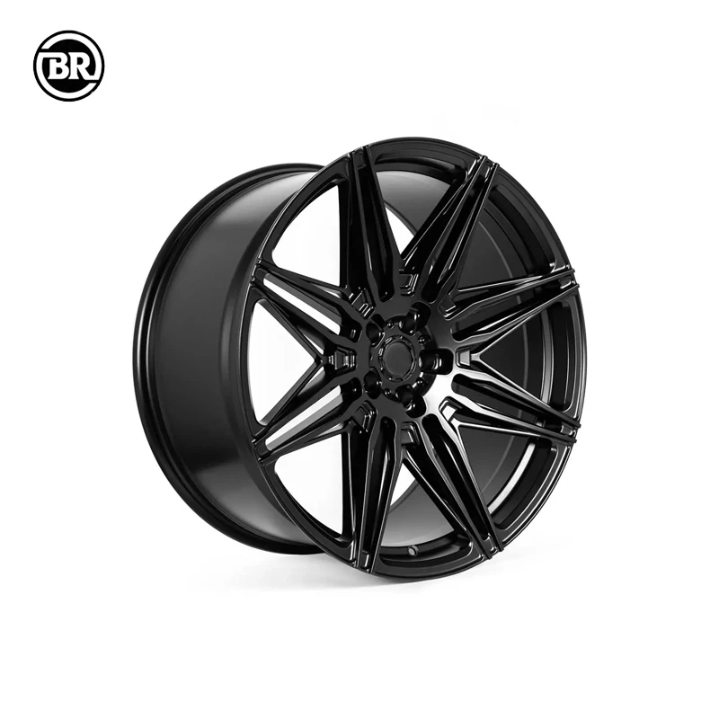 Custom Bright Black Full Coating 18-26 Inch Racing Car Wheels Deep Dish Forged 5*130 Rims With Polished Lip