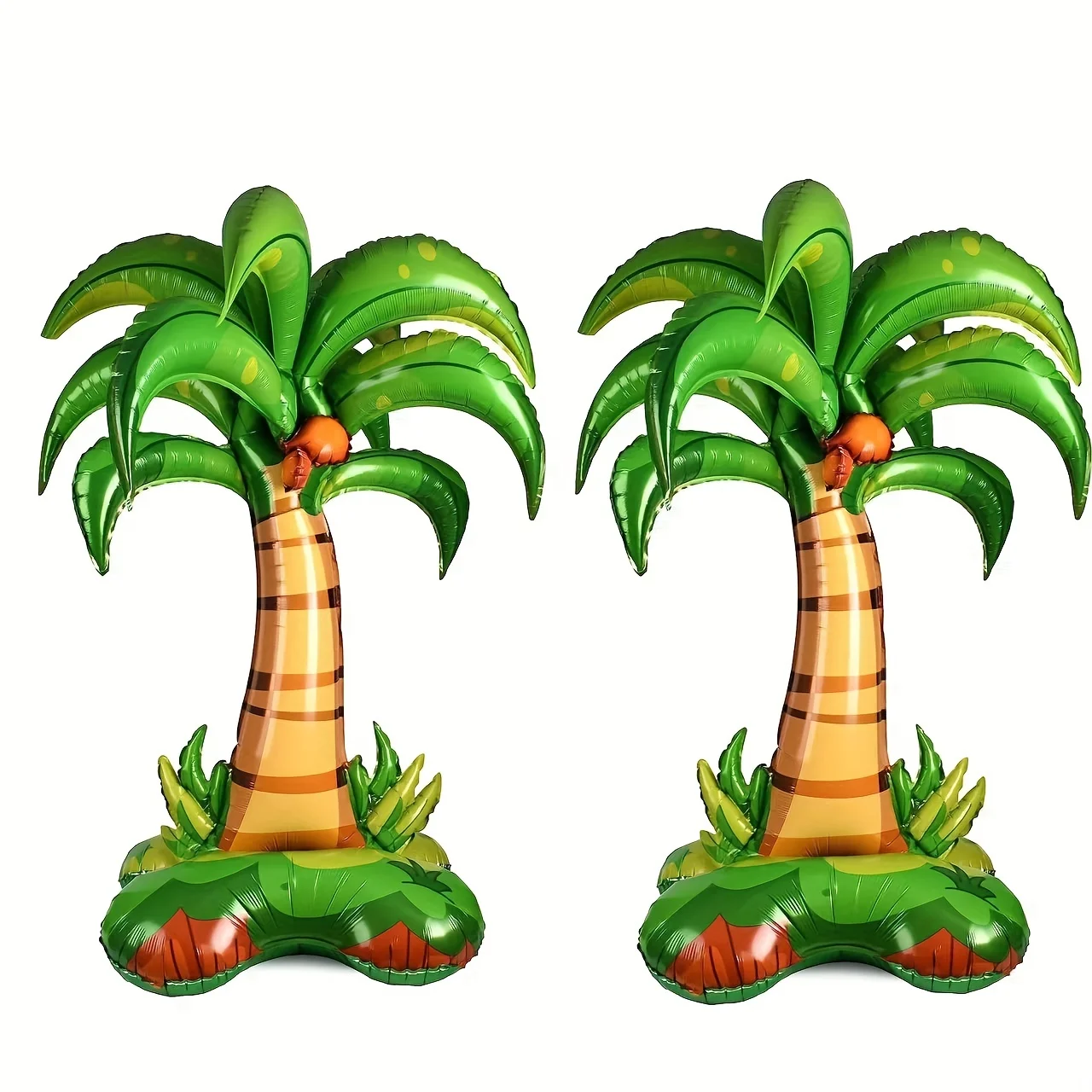 2pcs 49in Large Assembly Palm Tree Balloons Self-Sealing 3D Standing Inflatable Decorations for Hawaiian Luau Baby Shower