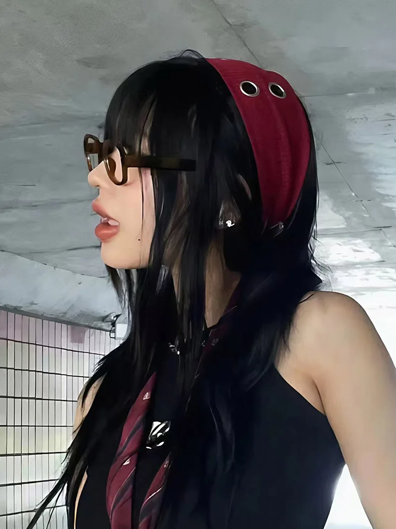 

2026 Hip Hop Music Festival Punk Headband Hollow Metal Rock Hairband Stretch Hip Hop Rock Accessories Men Women Sport Headband