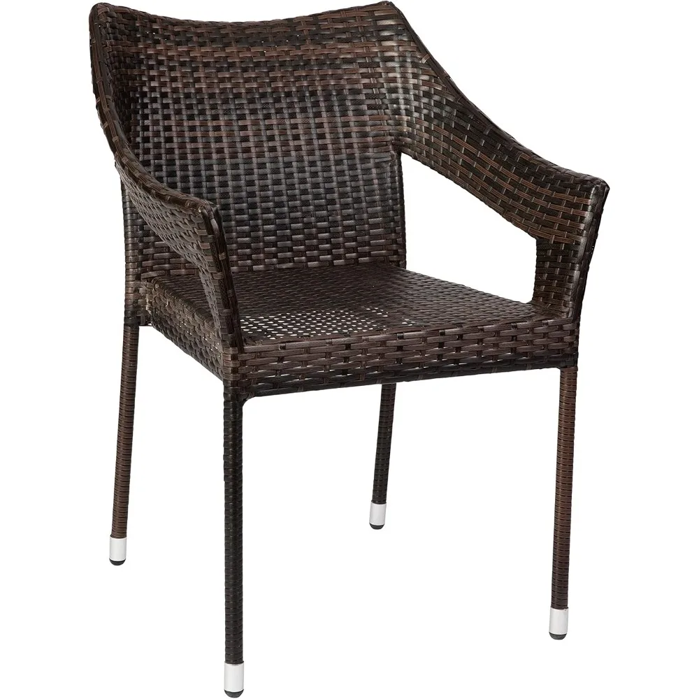 Commercial Grade Patio Chair, Weather-resistant PE Rattan Wicker, Stackable Dining Chair, Espresso