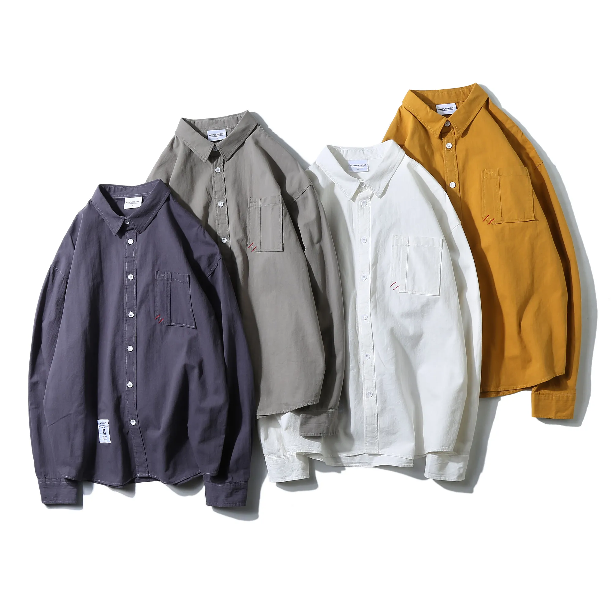 Men's and Women's Unisex BF Style Loose-Fit 100% Cotton Long-Sleeve Shirt Japanese Trendy Artistic Design Spring Casual Tops