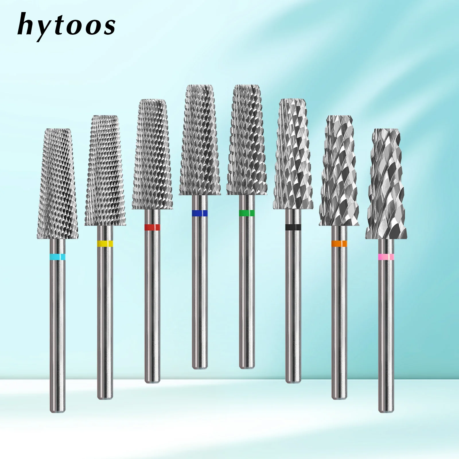 Image of HYTOOS Sicherheits-Fasenfräser, konische Nagelbohrer, professionelle elektrische Hartmetall-Staubdichtfräser für Acrylnägel, Gel-Entfernungswerkzeug