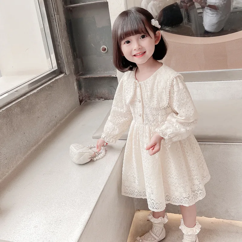 JENYA Toddler Kid Child Baby Girls White Dress Summer Pearl Lace Bow Princess Dresses Costumes Clothes Infant Dress