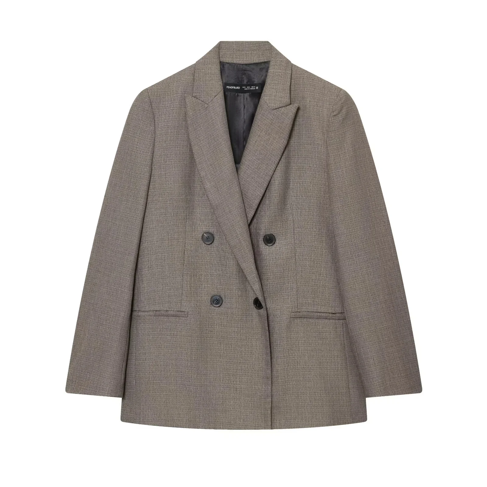 KONDALA 2025 خريف شتاء مكتب سيدة الصلبة الدعاوى موضة أنيقة مزدوجة الصدر القمم للنساء شيك زمم بنطال ذو قصة أرجل واسعة #3