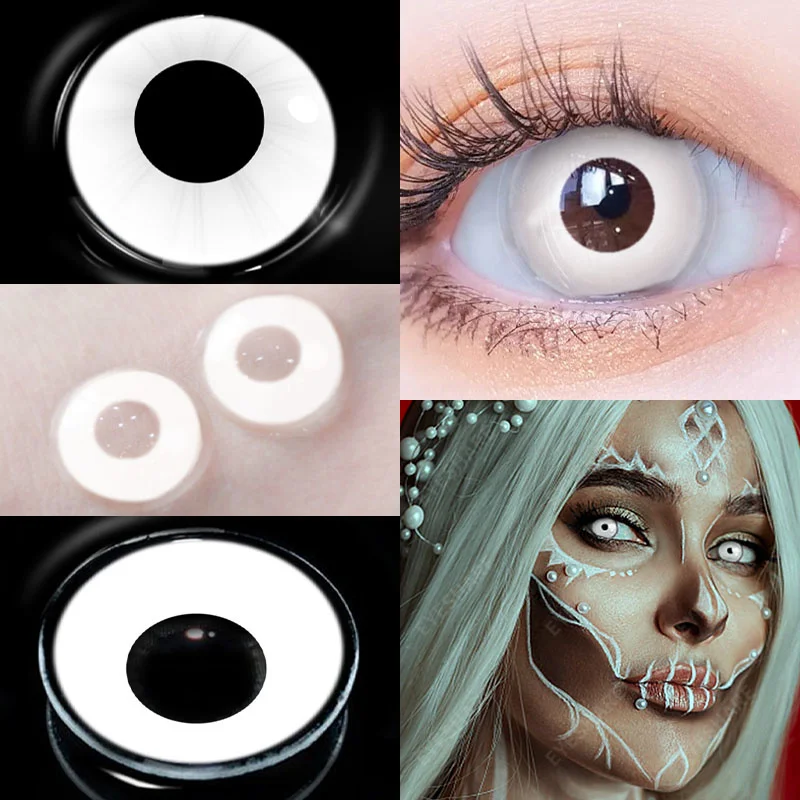 EYESHARE 1Pair Halloween Colorful Contact Lenses for Eyes Multicolored Lenses Anime Cosplay Eye Lenses White Black Red Lenses