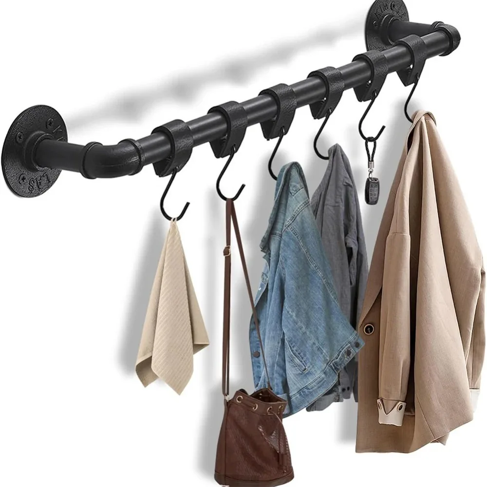 5/10 قطعة حلقة جلدية سوداء S شكل هوك خطاطيف معاطف متعددة الوظائف خطاف تعليق المعاطف لقبعة غرفة نوم المطبخ خطاطيف تعليق
