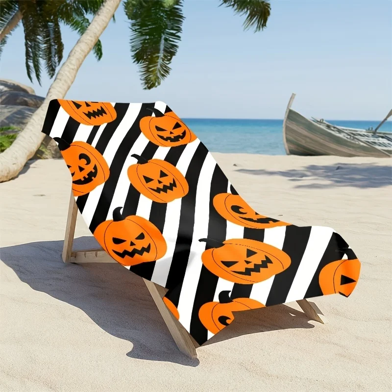 Newest Beach Towel Black Background White Bat All Over Print Microfiber Beach Towel Quick Dry Absorbent Swimming Towel