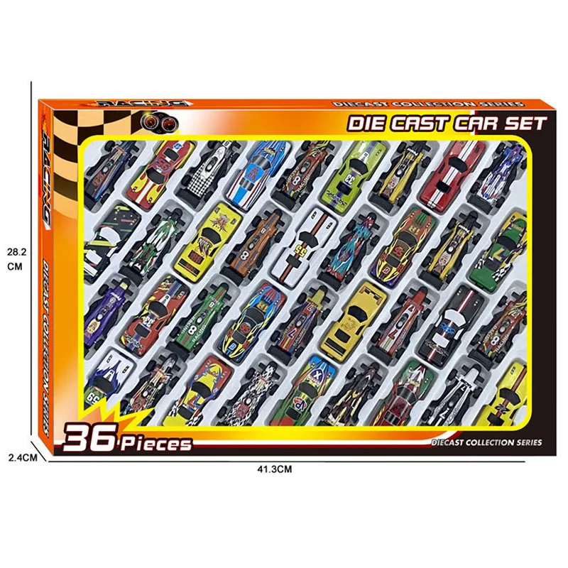 36pcs/50pcs Set With Color Box Kid Mini Toy Car Set Car 1:50 Alloy Metal Racing Car Model Toy For Children Christmas Set Gift