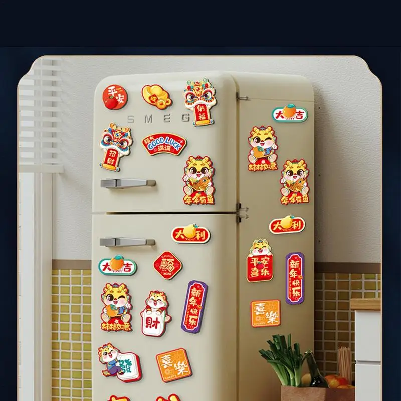 Cute Fridge Magnet Refrigerator Car Stickers 2024 Chinese New Year Lucky Magnetic Commemorative Decorative Supplies for home