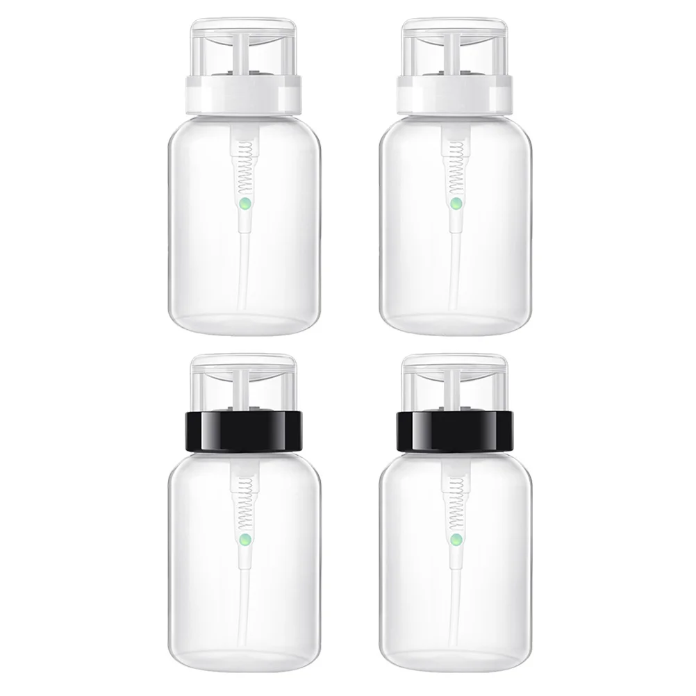 4Pcs Nail Polish Remover Bottles Pressing Liquid Dispensers 200ml No Press Sturdy Leakproof Travel Makeup Toner