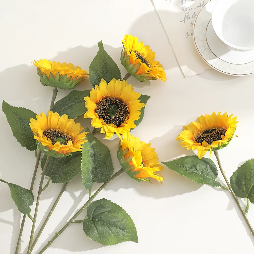 1/2 Stücke 26/47 CM Sonnenblumen Künstliche Blumen Bouquet Party Supplies für Wohnkultur Hochzeit Dekoration Gefälschte Blumen DIY Zubehör – Detail 3