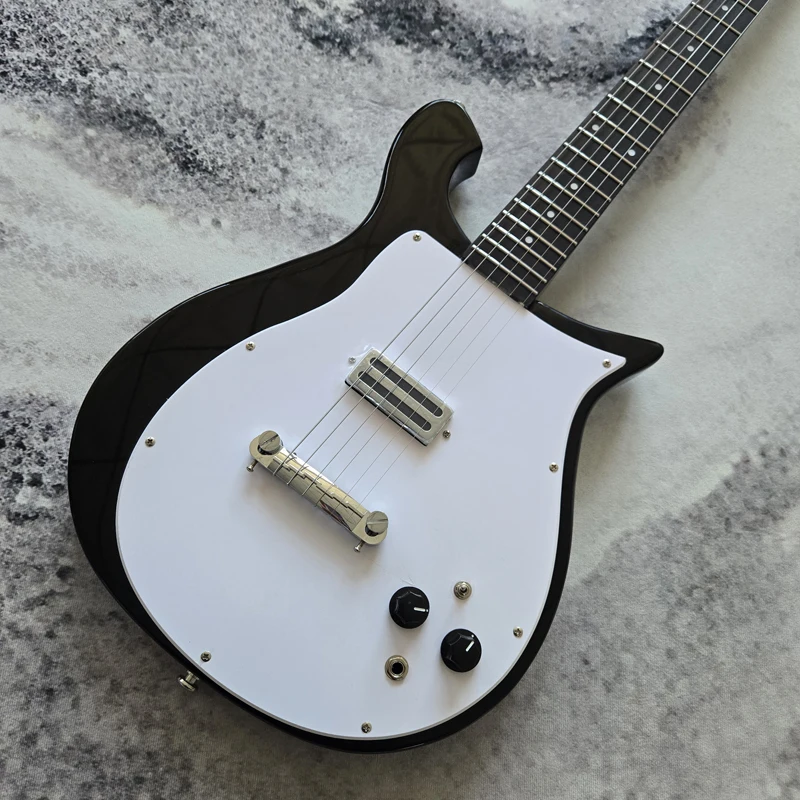 New electric guitar, high quality,black color, white large pickguard, stainless steel frets, 6-string guitar, free shipping
