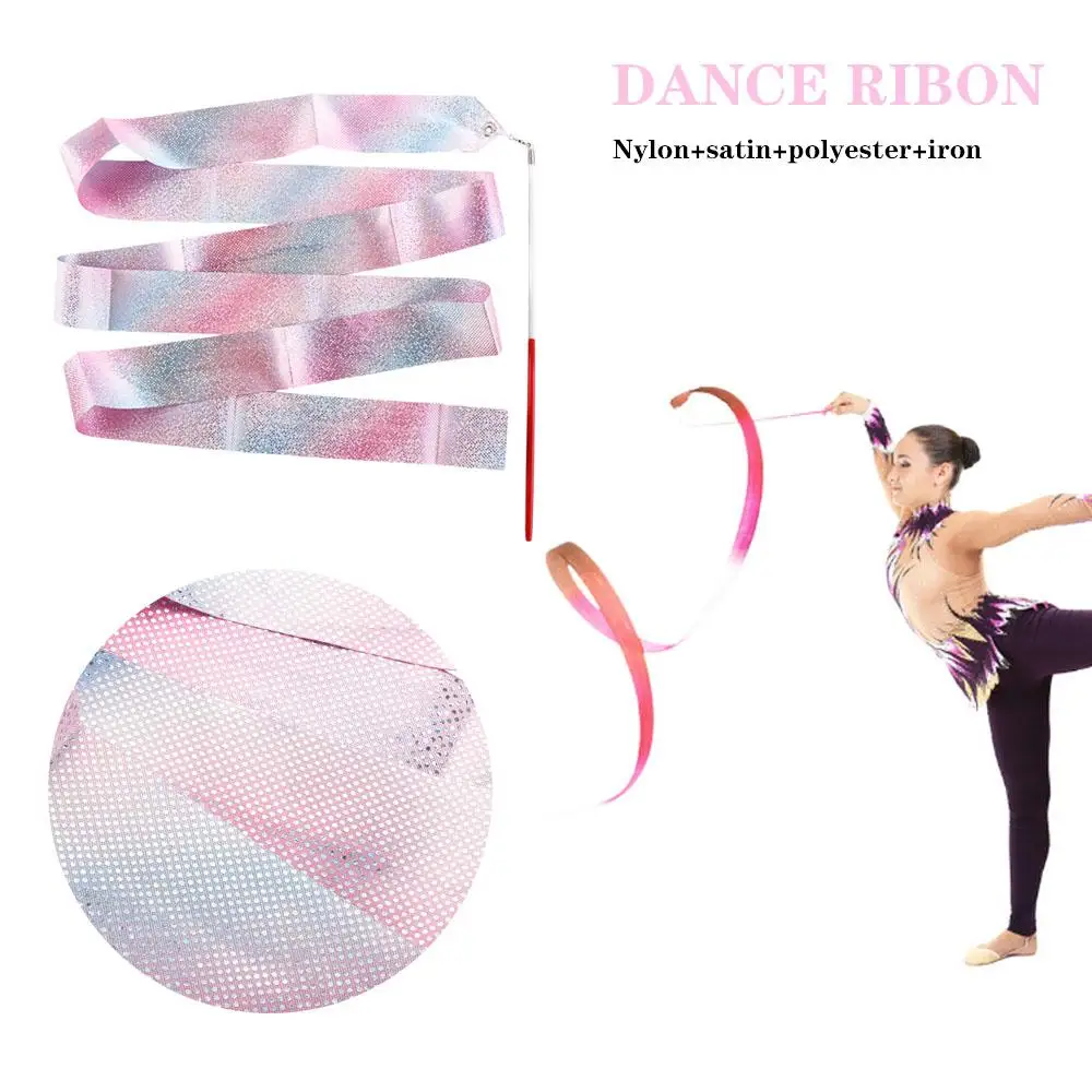 Gymnastics Equipment Rainbow Stick  Training Tool Flashing Star Gym Ribbons Ballet Streamer Dance Ribbon Twirling Rod