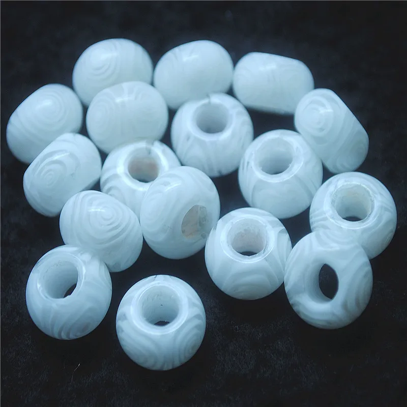 10PCS New Glass Beads For Women Chains Bracelets Making 9X15MM DIY Jewelry Finding Top Selling White Flower