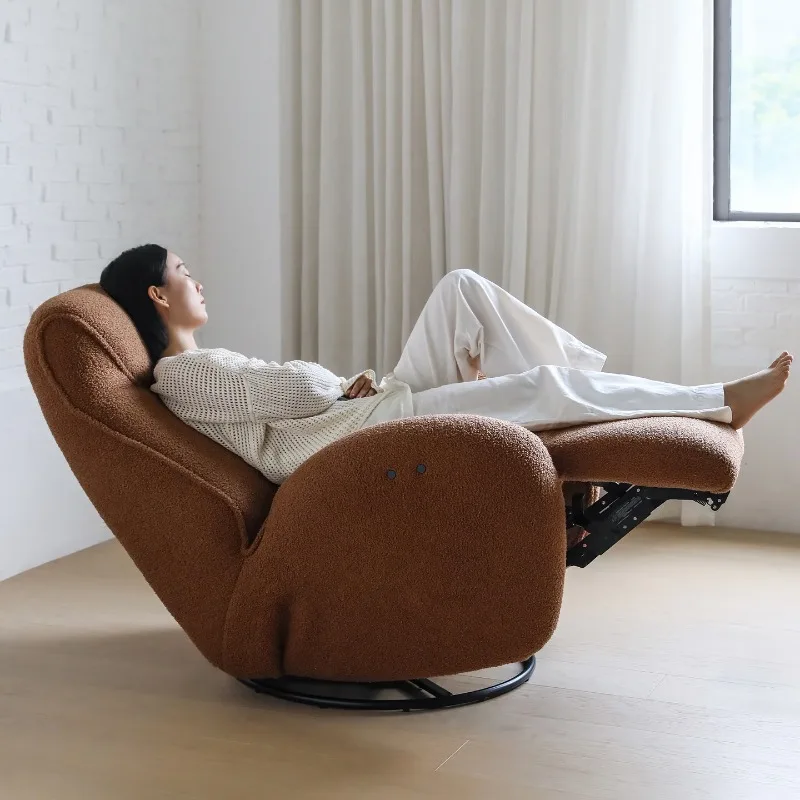 Dopamine electric multi-functional rotating recliner fabric single sofa, plug-in model