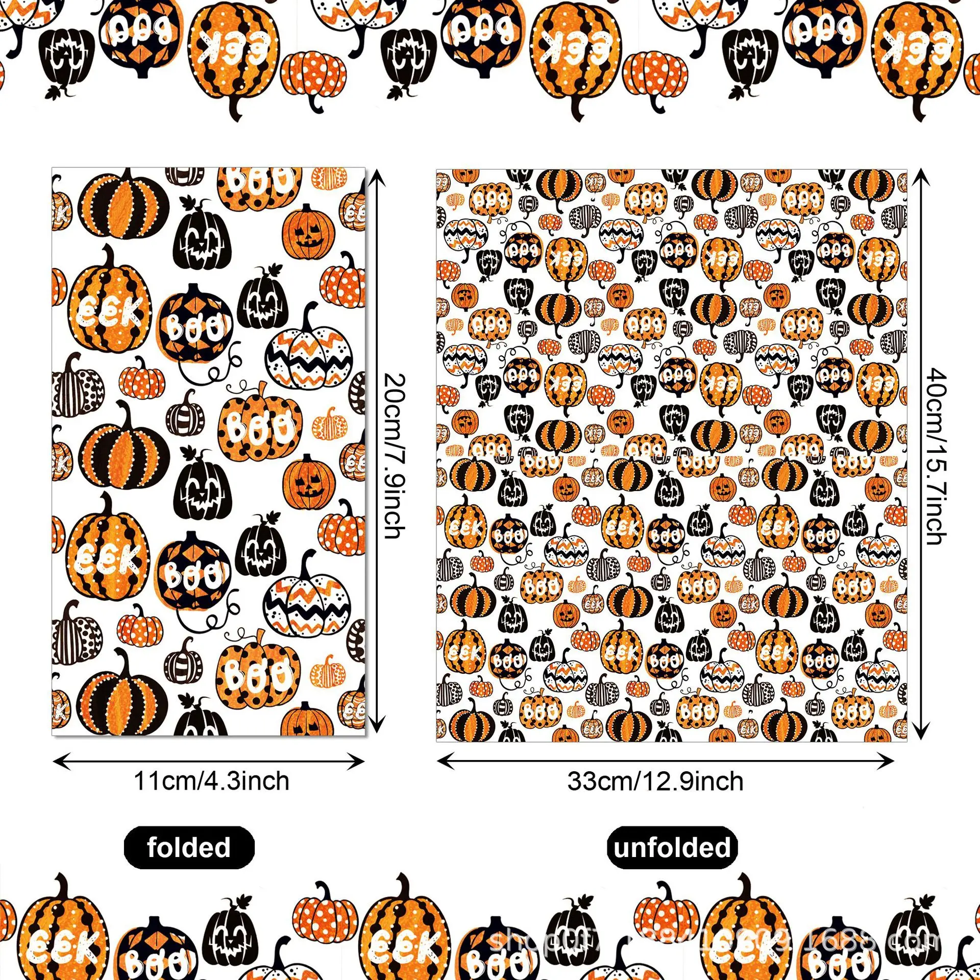 100PCS Halloween Pumpkin Paper Napkins 33*40CM 2-Ply Disposable Cartoon Pumpkin Guest Napkins For Halloween Thanksgiving Day