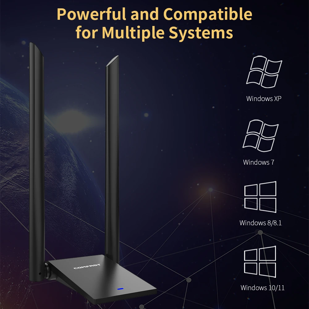 Comfast 1300Mbps Adaptador Wifi USB 3.0 Adattatore 5Ghz /2G MT7612U 2 Antena Para PC Kali Linux Ethernet Cle Dongle Schede di rete