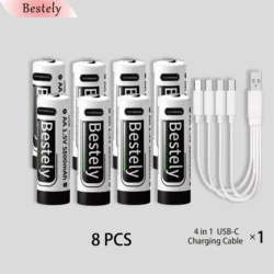 AA 1.5V 5800mAh Rechargeable Li-ion Batteries High Capacity Battery Long-Lasting Lithium Akku,2000 Cycle with Free USB-C Cables