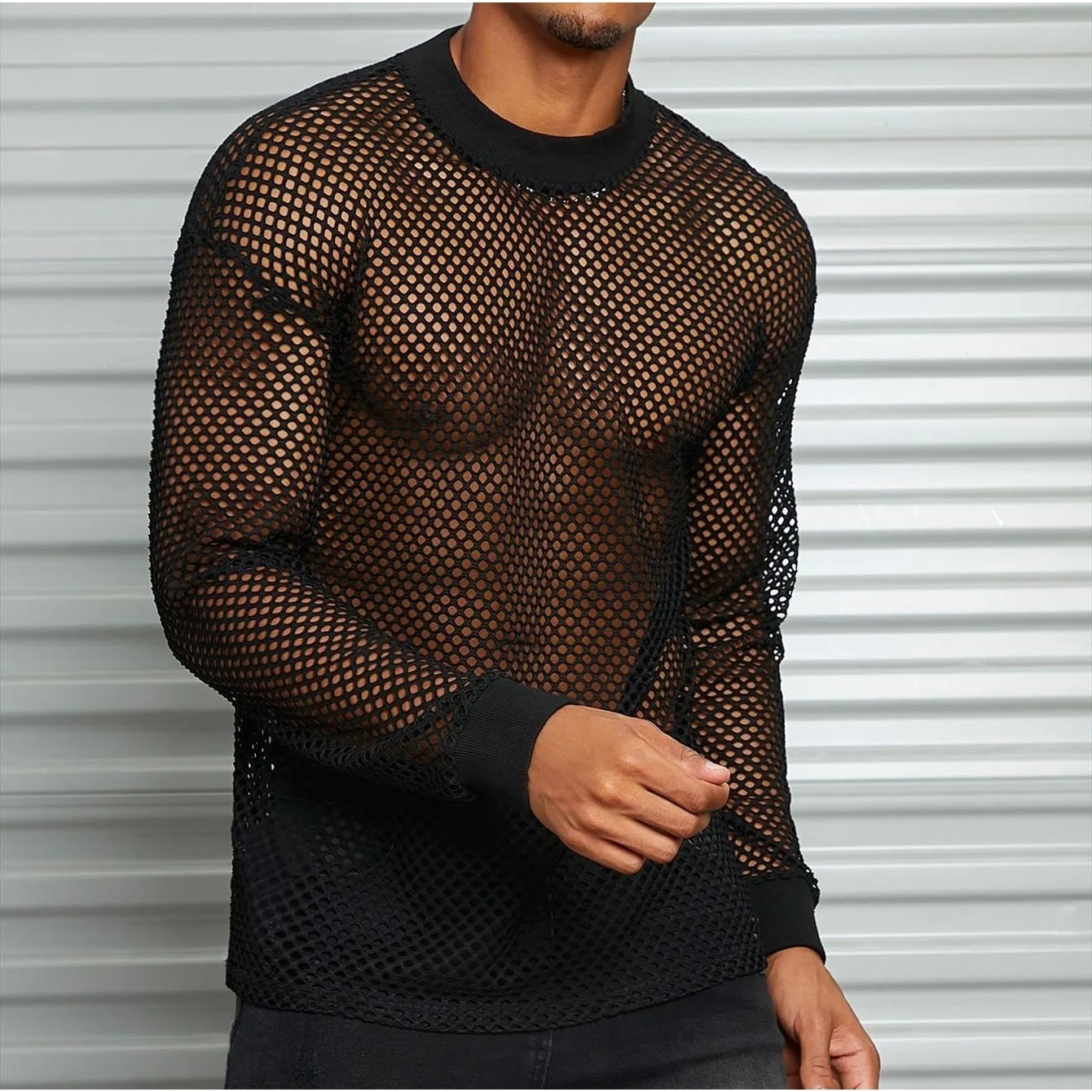 

Men's Me T-irt Breathable Fitn Long Sve Transparent Base irt Loose Fit Casual round Ne Summer Faion Knitted