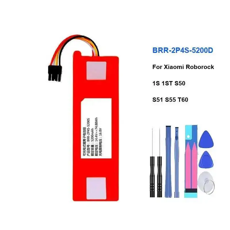 Robotic Vacuum Cleaner Battery Brr-2P4S-5200D 5200Mah For Xiaomi Roborock 1S 1ST S50 S51 S55 T60