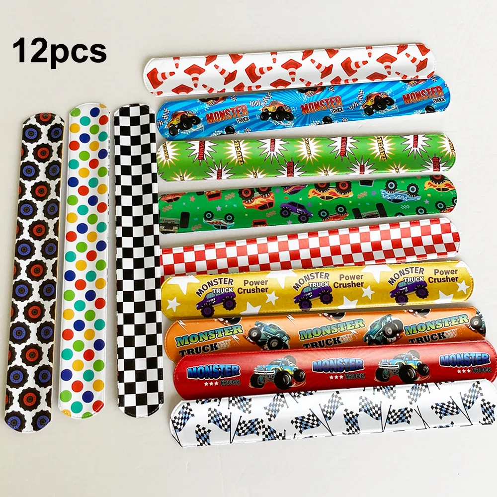 Monster Truck Theme Slap Bracelets Keychains Tattoo StickersStickers Drinking Straws Gift Bags Kids Boys Birthday Party Supplies