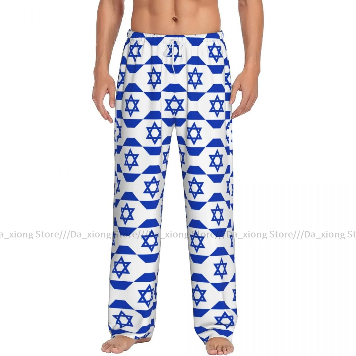 Men's Casual Pajama Sleeping Pants Israel Flag Seamless Background Lounge Loose Trousers Comfortable Nightwear