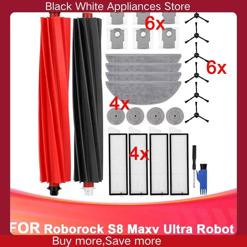 

Accessories For Roborock S8 Maxv Ultra Robot Vacuum Cleaner,Main Brushes,Wipes, Side Wipers,Filters,Dust Bags-CLIM