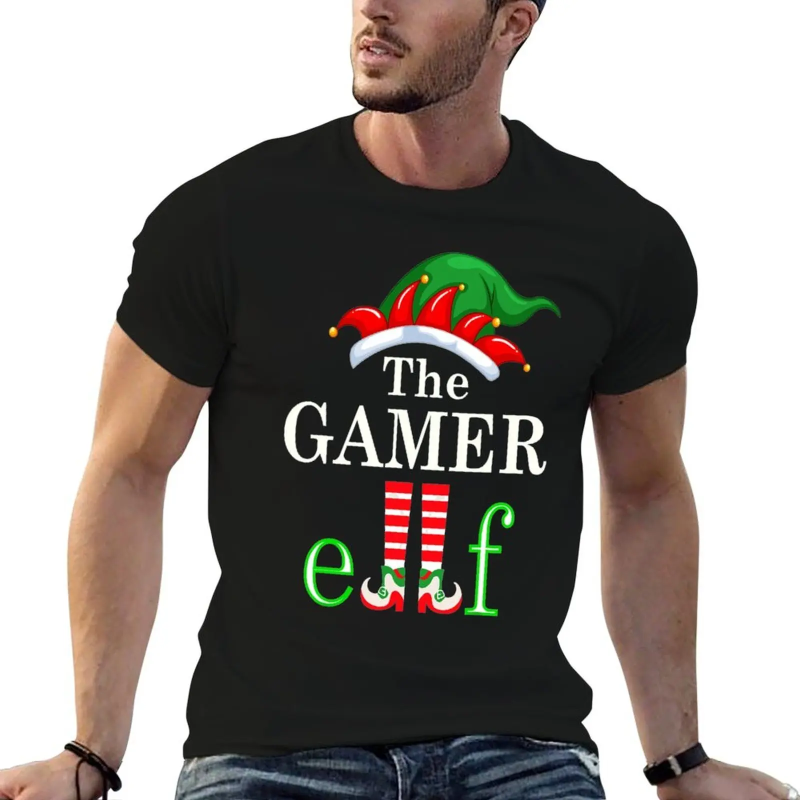 

Gamer Elf Family Matching Group Christmas Pajama T-Shirt man t shirts cotton cotton t shirt man man t shirt luxury T-Shirt