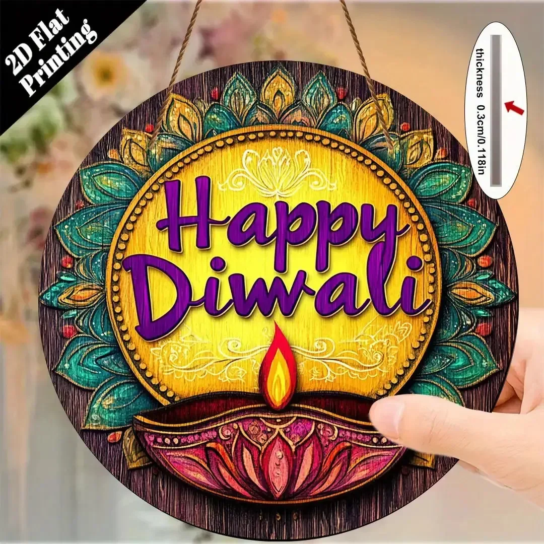 CIFBUY Retro Diwali Boho Mandala Oil Lamp Aluminum Wall Art Waterproof Wearproof Metal Sign Home Yard Room Decor Gift