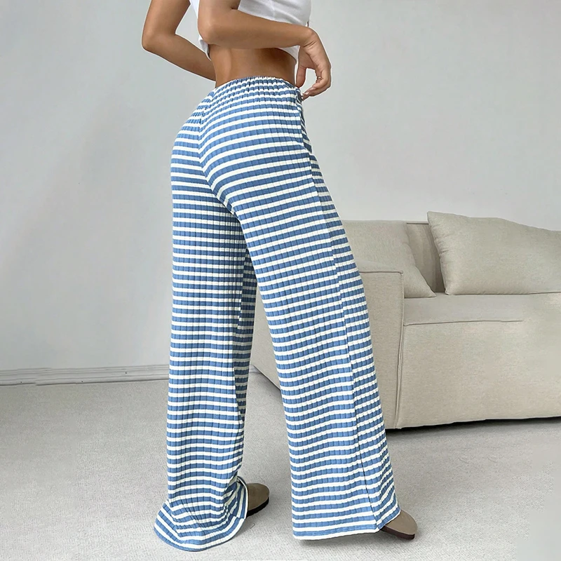 Women Casual Loose Pants Elastic Waist Drawstring Wide Leg Pants Leggings Autumn Home Wear Pajama Pants