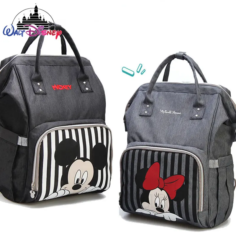 Saco de fraldas Disney-mickey para mulheres, mochila fofa dos desenhos animados, grande capacidade, bolsa de bebê, marca de luxo, original, nova