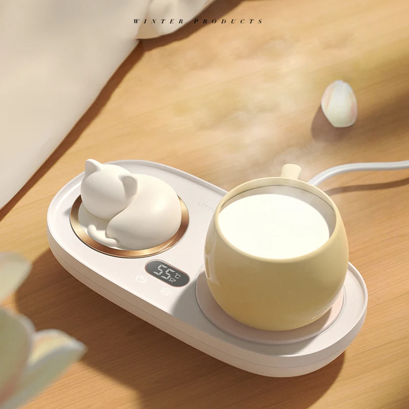 Electric Cup Heater Mug Warmer 3 Gear Temperature Coaster Mat Coffee Milk Water Heating Cup with Night Light Cup Heater