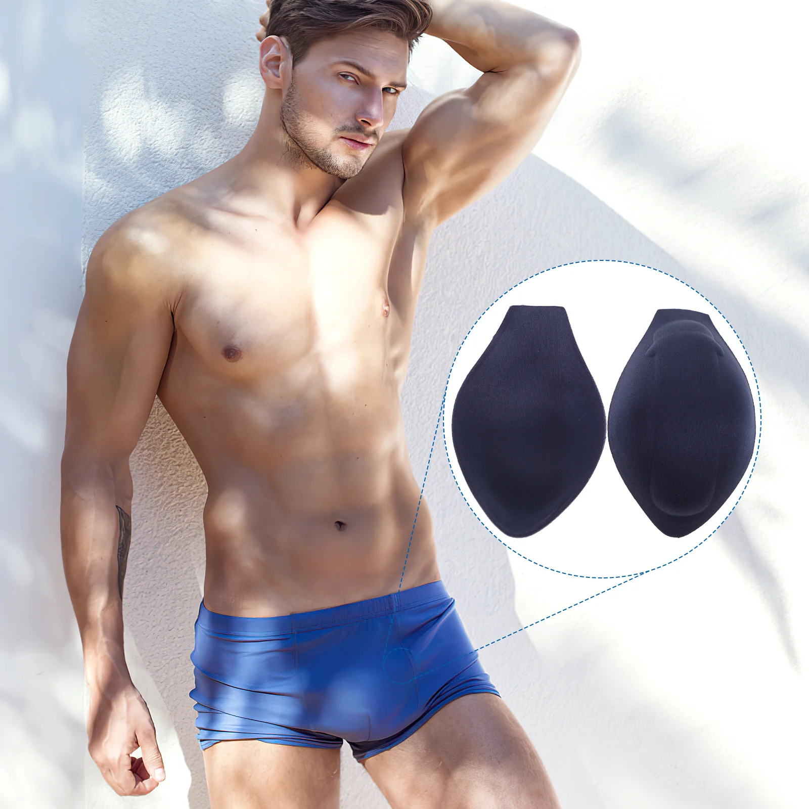 2 قطعة الملابس الداخلية الرجالية تعزيز الإسفنج كوب المحمولة ضوء دعم للرجال ملخصات ملابس السباحة زيادة الثقة المذكر نظرة #6