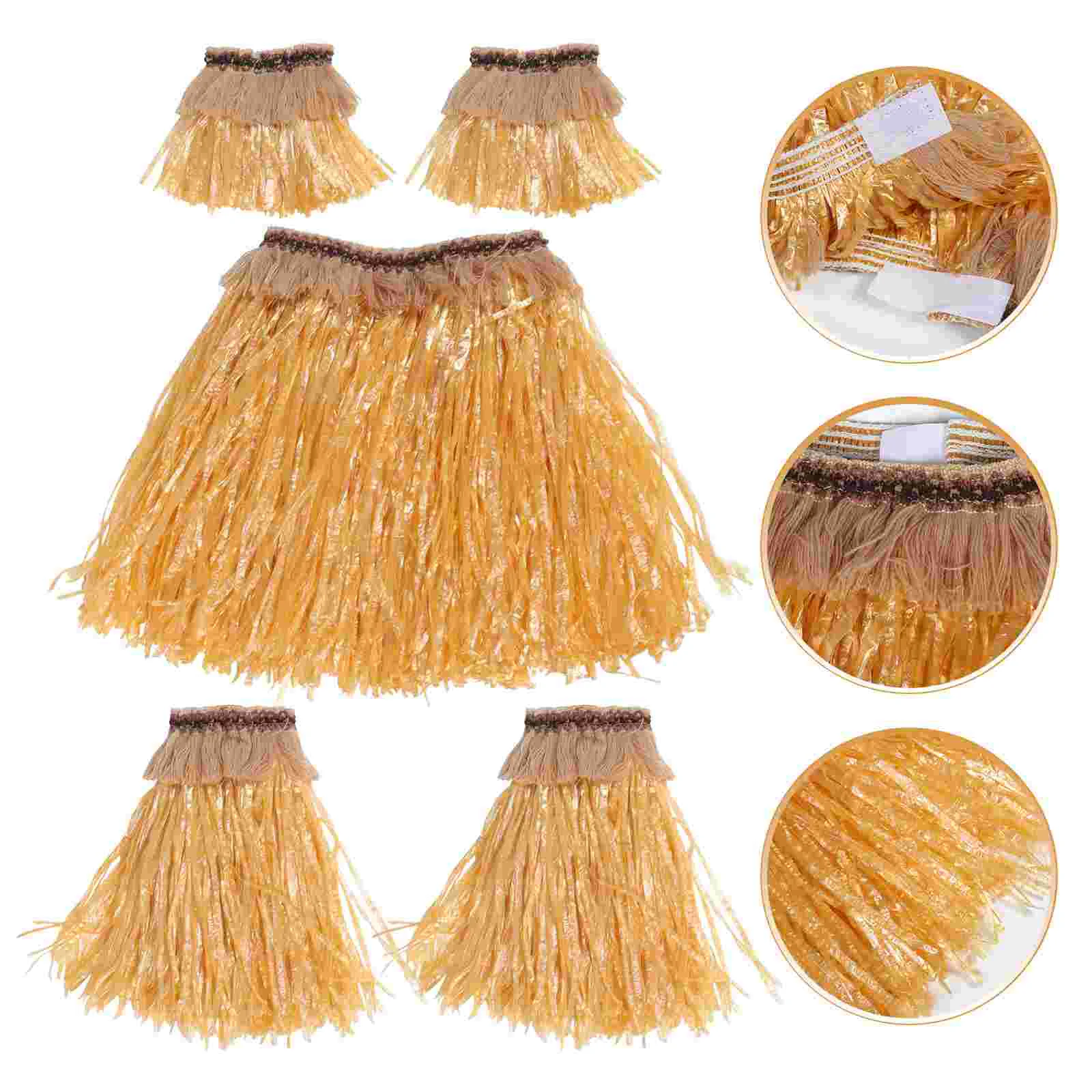 5 Pcs Straw Hula Skirt Dance Black Tutu Hawaii Grass Luau Party Supplies Hawaiian