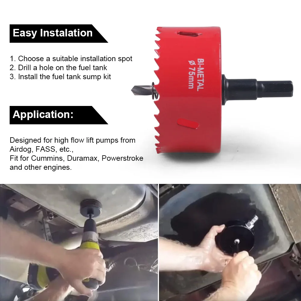 

High flow Aluminum Fuel Tank Sump Kit for FASS Airdog Fuelab Pump Universal Fit for Cummins Powerstroke Duramax Diesel & Gas