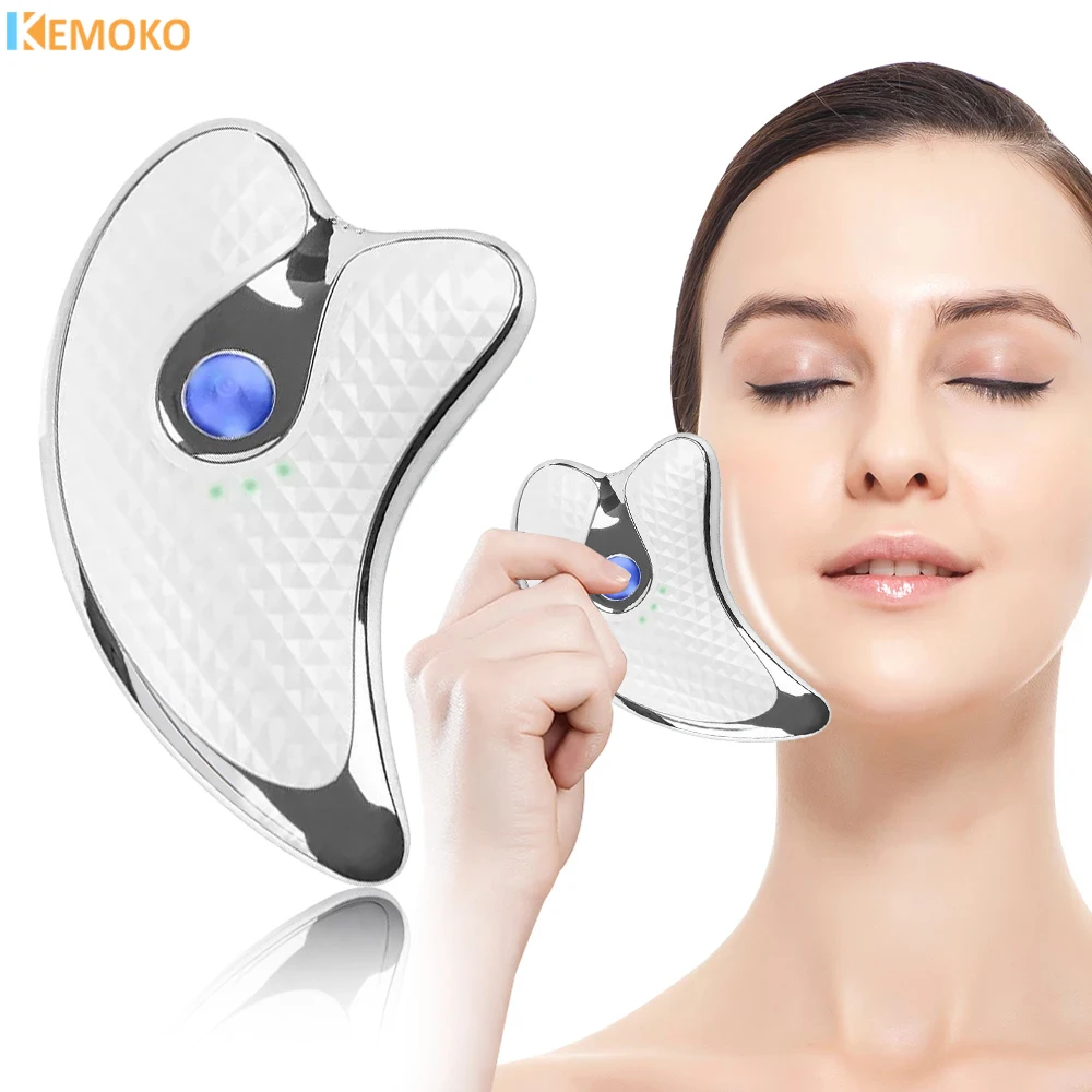 

2 Modes Electric Facial Gua Sha Massager Heated Vibration Face Scraping Tightening Anti Wrinkles Double Chin Skin Face Lifting