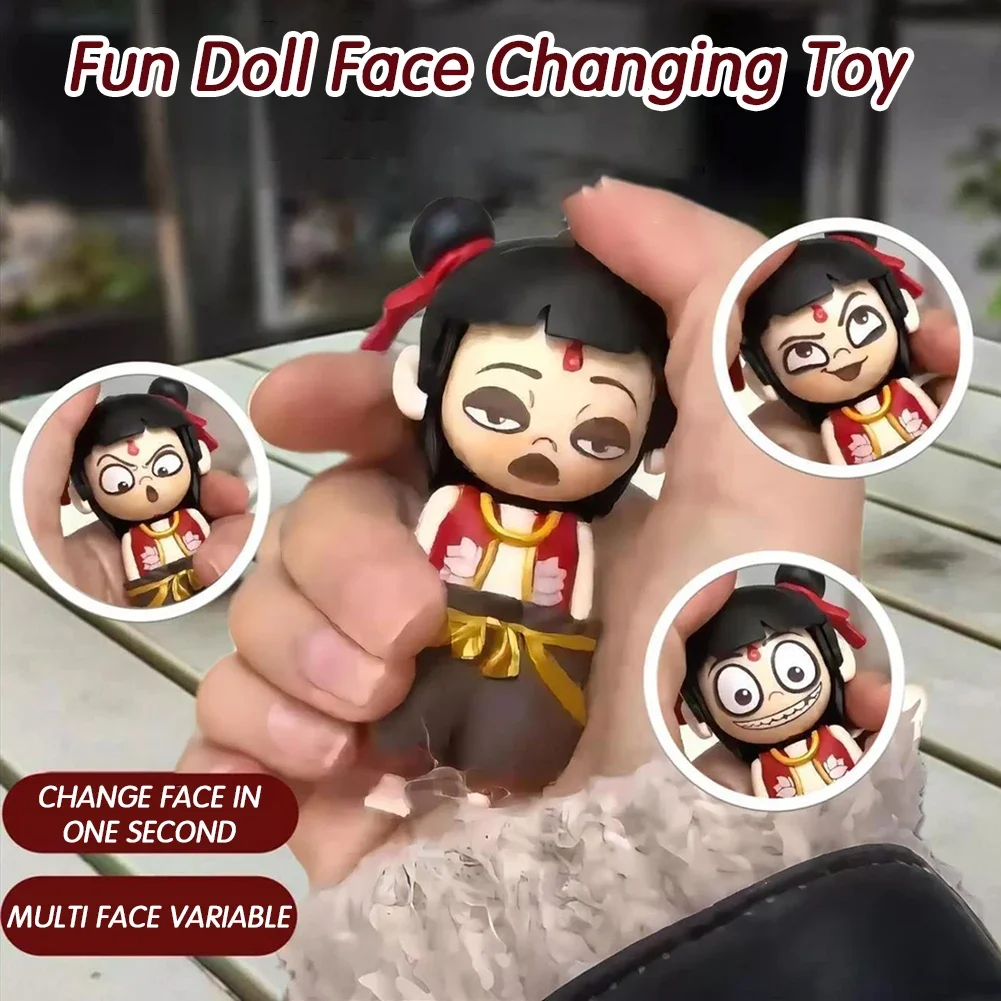 Ne Zha 2 Anime Nezha Pendant Doll,Cute Figure Emoticon Face Changing Model Art,Mini Fidgets Toys for Stress Relief,For Fans