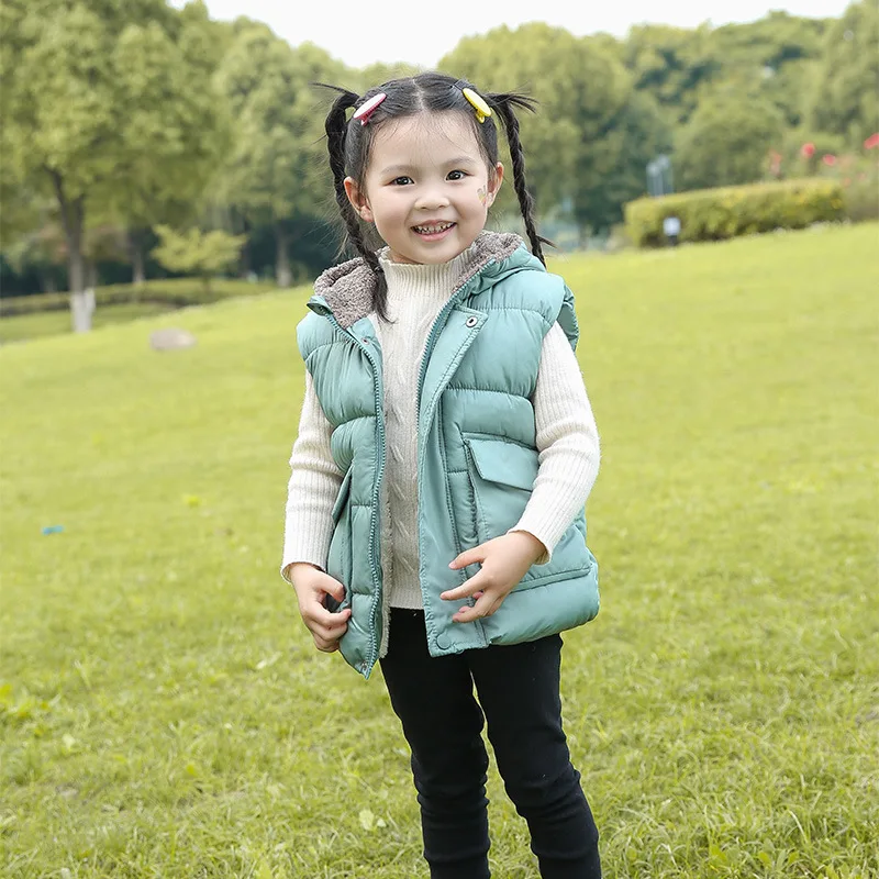 2025 Autumn And Winter Children Vest For Boys Hooded Thicken Warm Girls Sleeveless Jacket 2 To 6 Years Kids Teenager Waistcoat