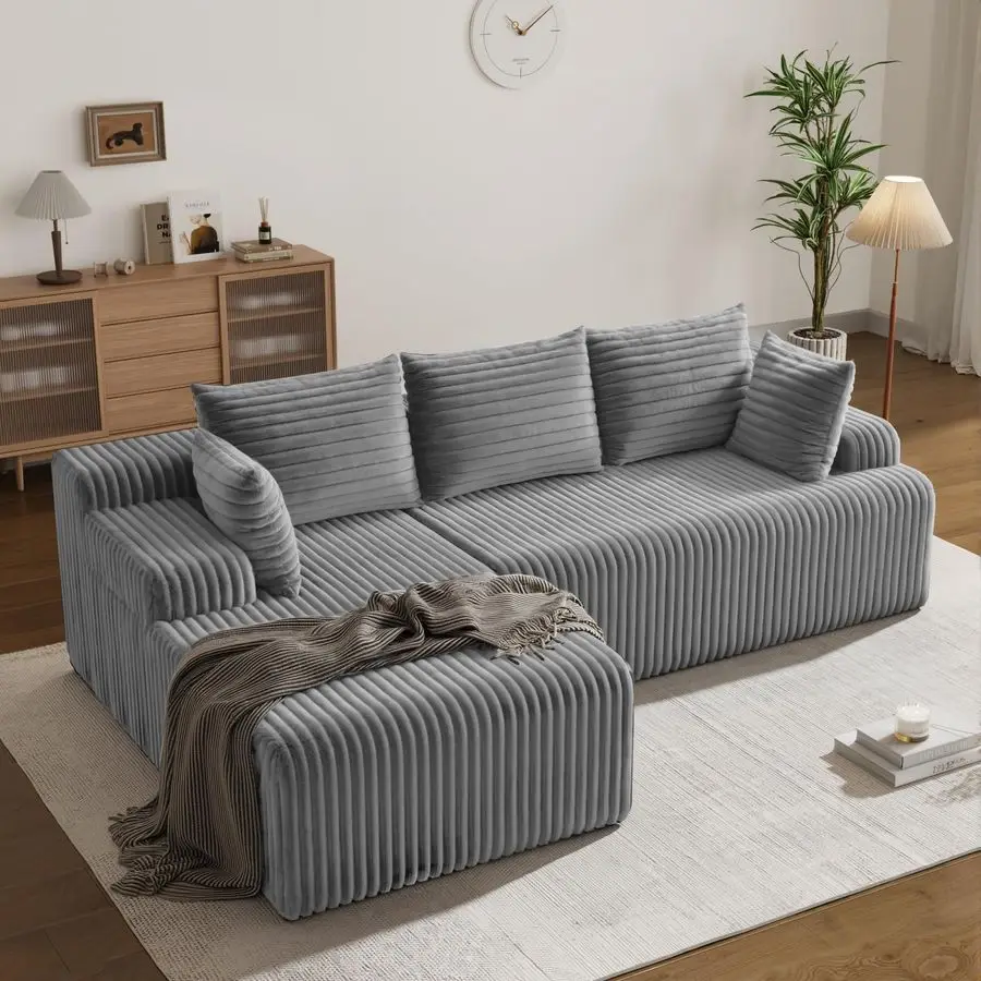 Couch, Upholstered Cloud Couch Sectional with L Shape Chaise, Fluffy Comfy Cloud Sofa with Deep Seat amp Throw Pillows, Boneless