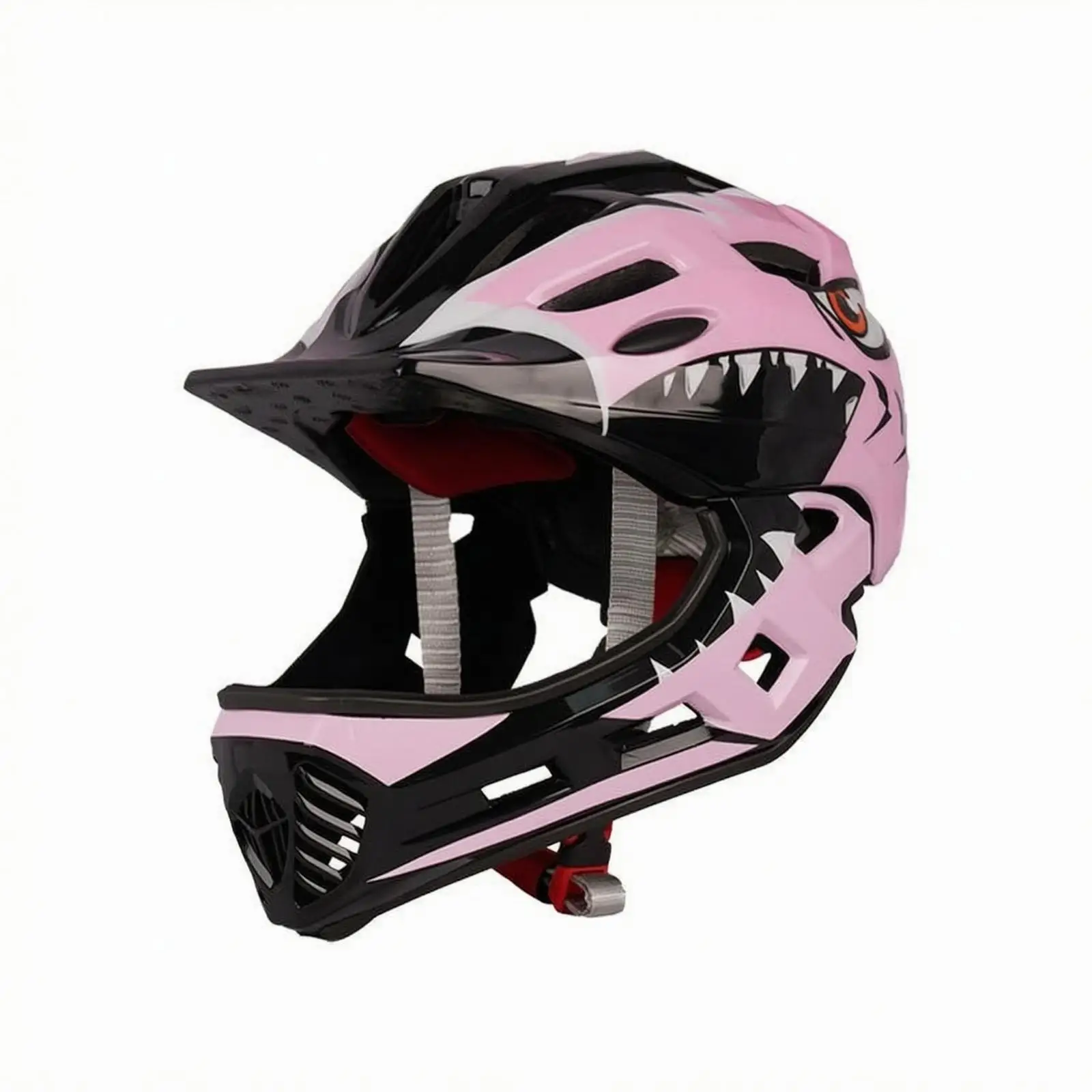 Kids Full Face Cycling Helmet Youth Skateboard Headgear with Impact Absorbing Foam Inner Lining Nylon Strap Safety